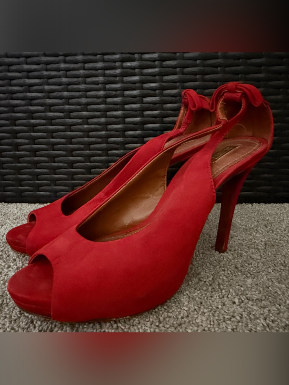 Women's Red Open-Toe Slingback Heels
